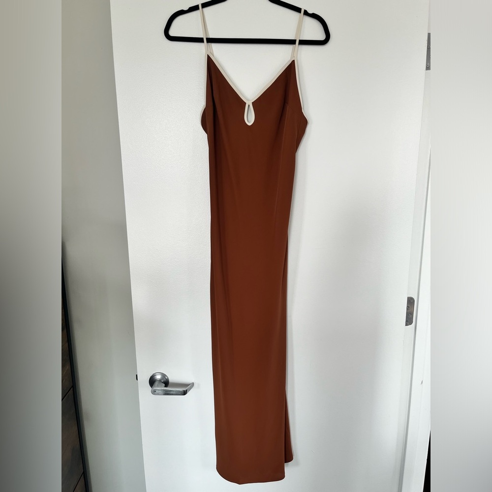 Burnt orange silk dress